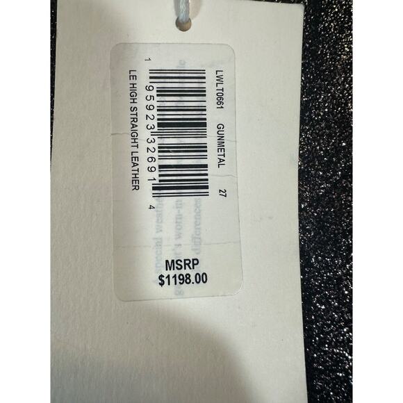 $1,198 FRAME Womens Pant 27 Gunmetal Metallic Lambs Leather Le High Straight A14 - Picture 7 of 14